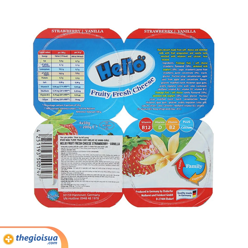 Phô mai tươi trái cây Helio