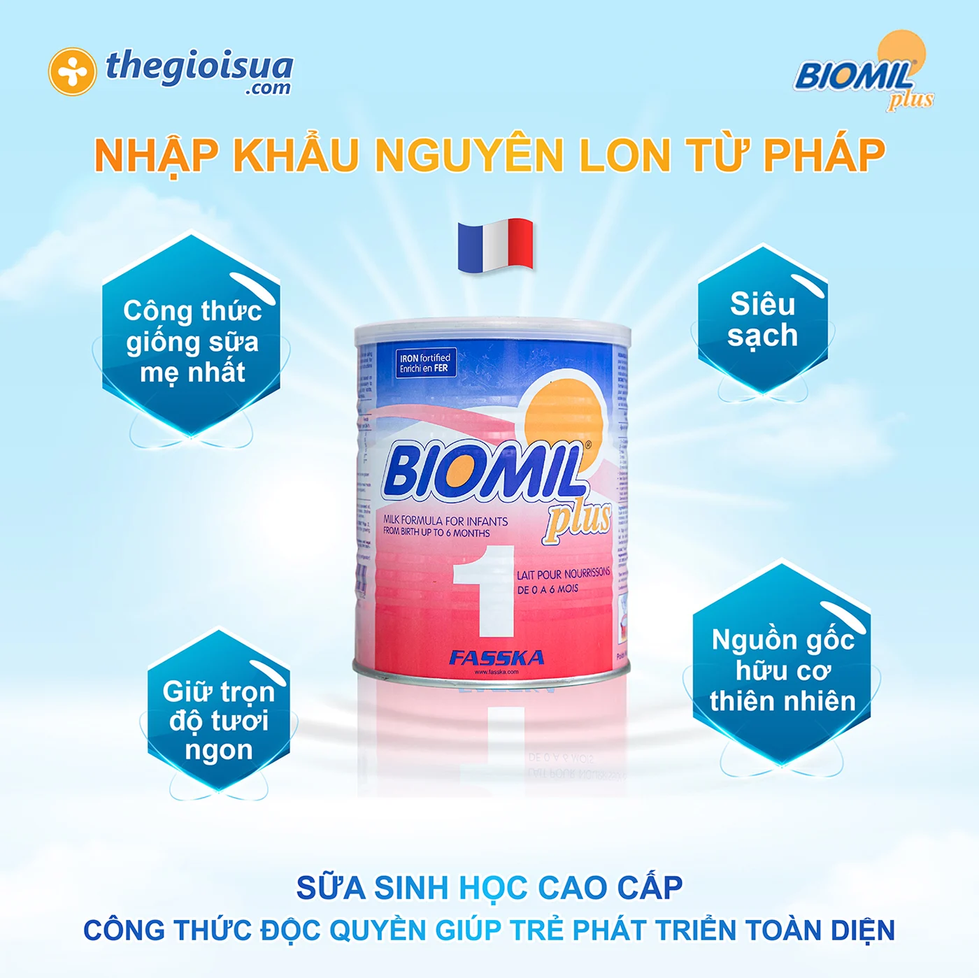 Sữa bột Biomil Plus 1 400g cho bé 0-6 tháng