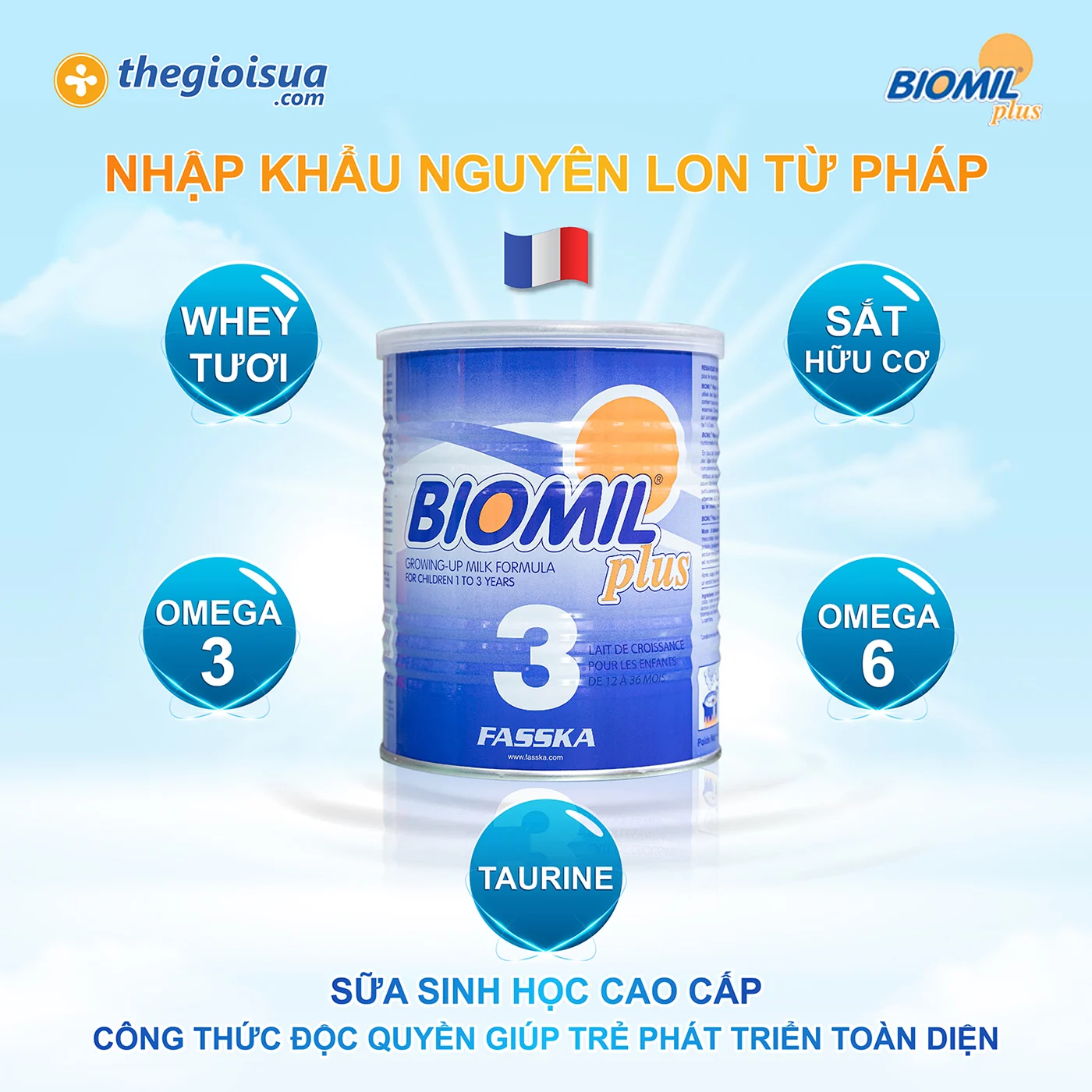 Sữa bột Biomil Plus 3 400g cho bé 1-3 tuổi