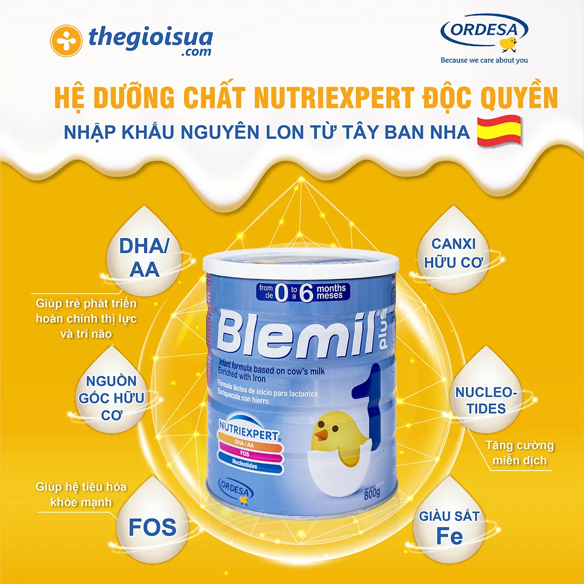 Sữa bột Blemil Plus 1 800g cho bé 0-6 tháng