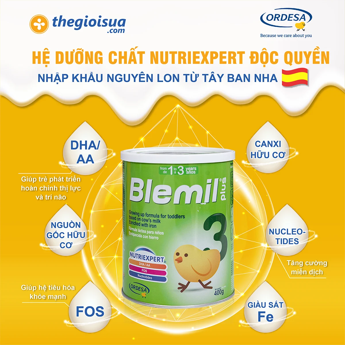 Sữa bột Blemil Plus 3 400g cho bé trên 12 tháng