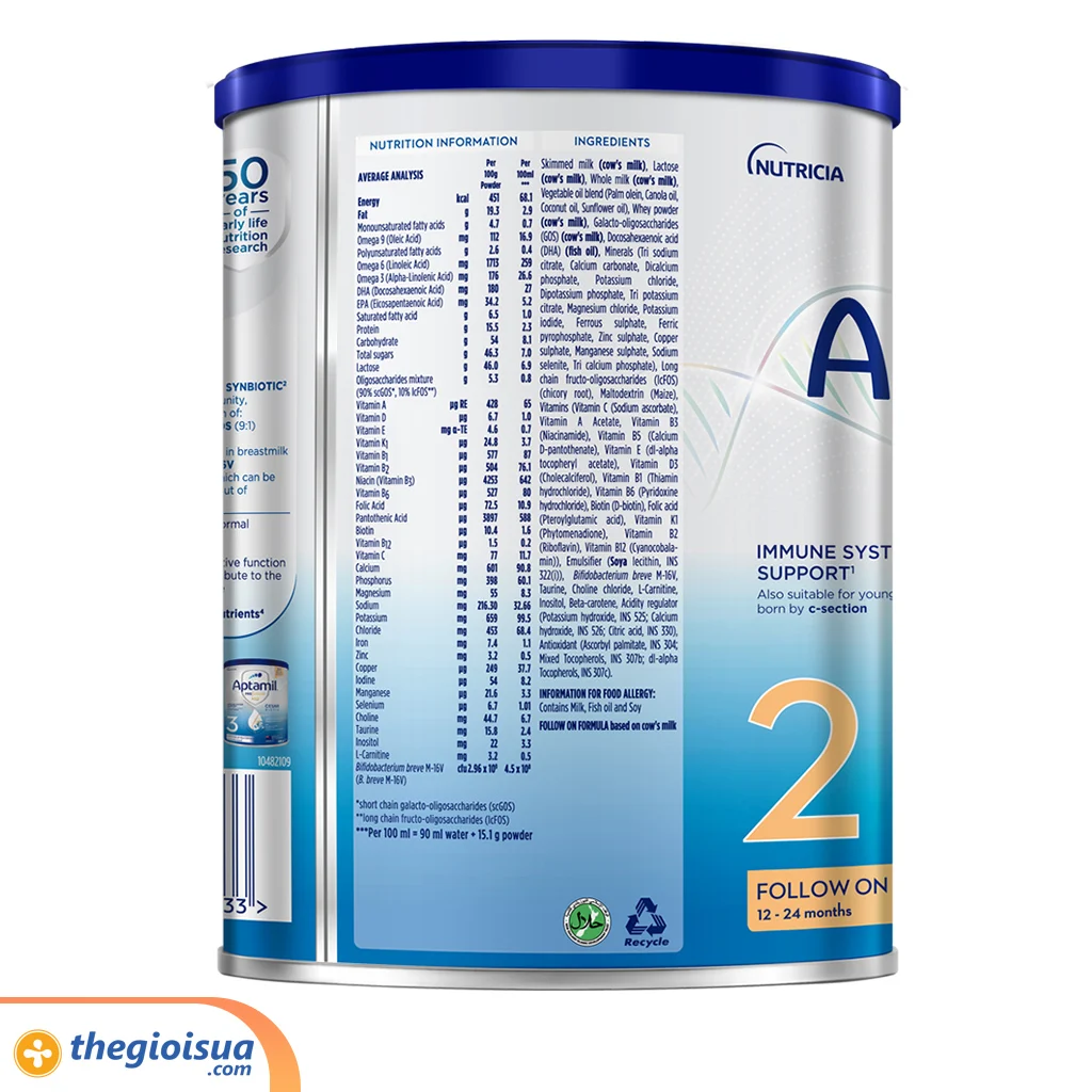 Sữa Bột Dinh Dưỡng Aptamil Profutura Cesarbiotik 2 (12-24 tháng) 800g