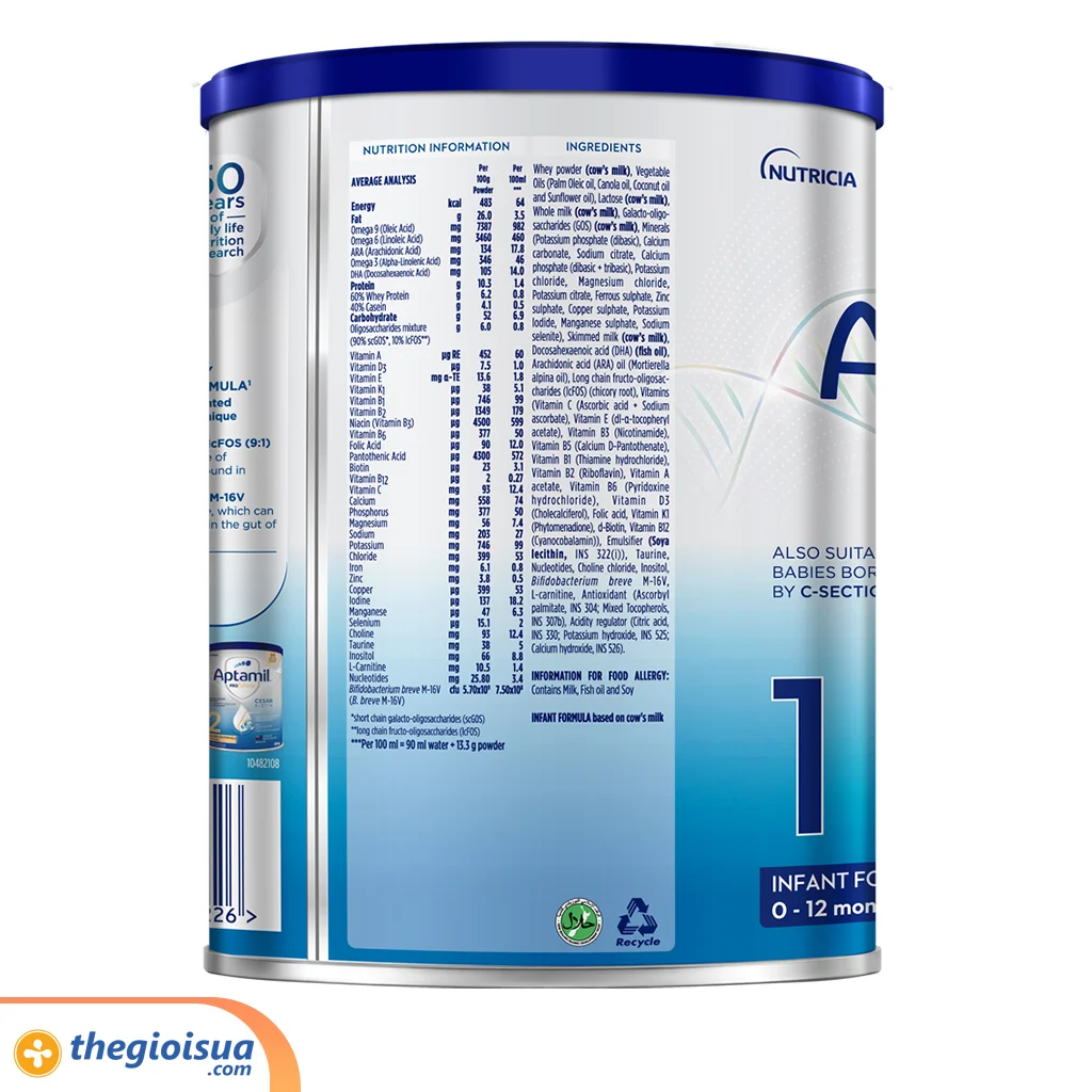 Sữa bột dinh dưỡng Aptamil Profutura Cesarbiotik 1 (0-12 tháng) 800g