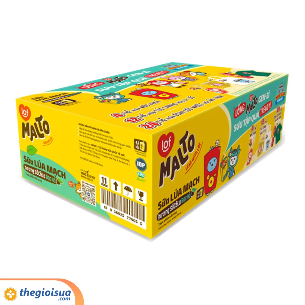 Sữa lúa mạch hương Socola bạc hà Lof Malto hộp 180mlx48