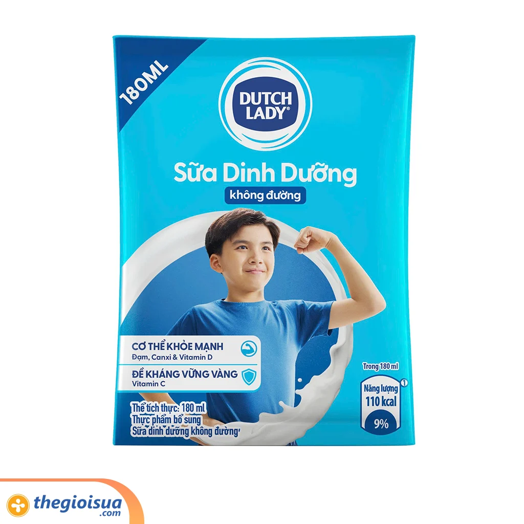 Sữa tươi tiệt trùng Dutch Lady không đường bịch 180ml - Thùng 48 bịch