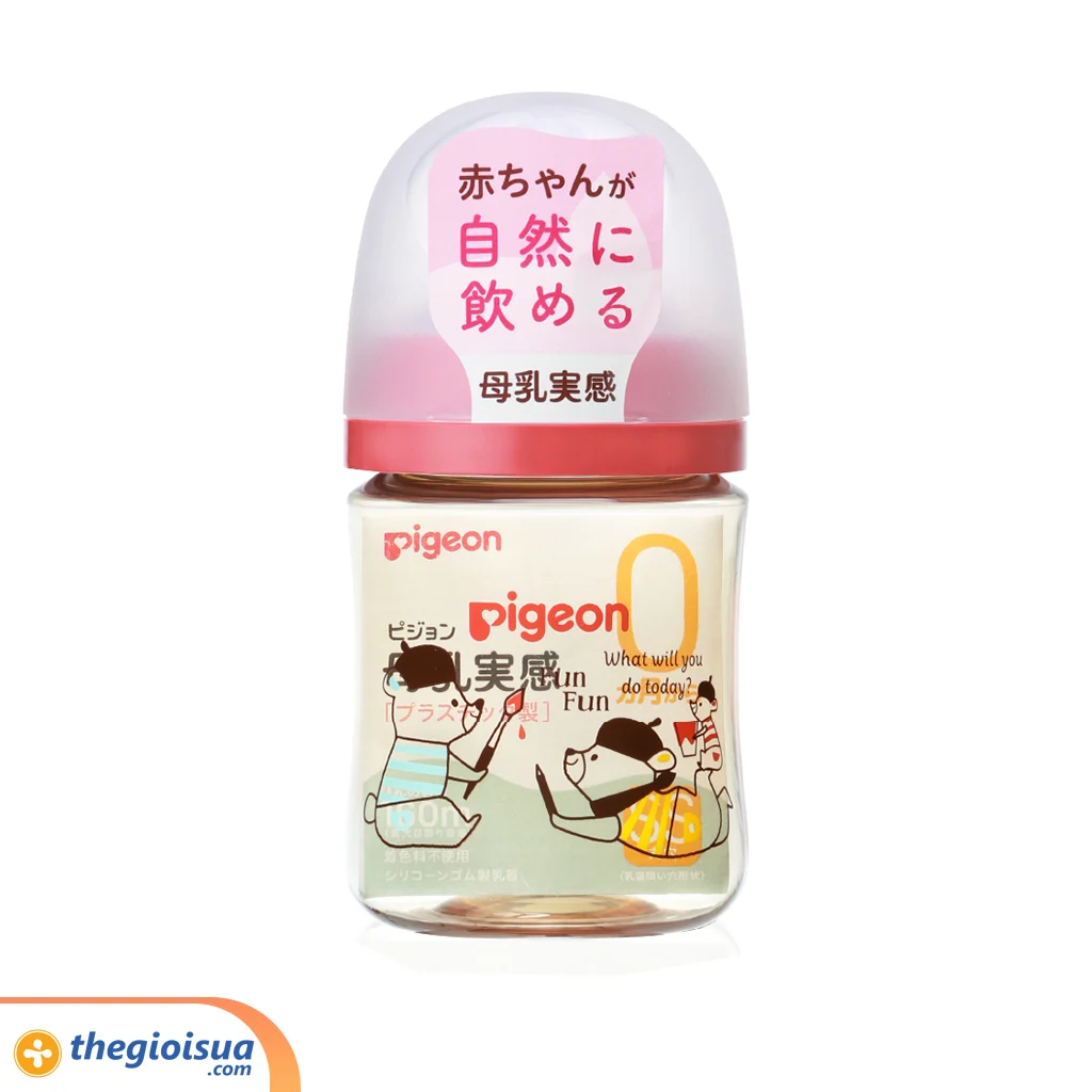 Bình sữa Pigeon PPSU Plus WN3 phiên bản Nhật 160ml, hình Gấu