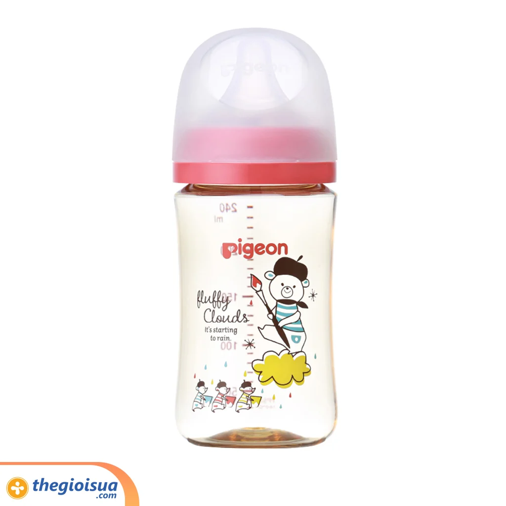 Bình sữa Pigeon PPSU Plus WN3 phiên bản Nhật 240ml, hình Gấu