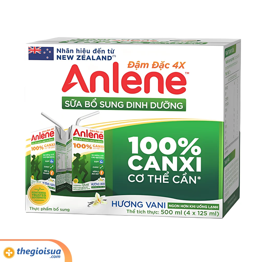 Sữa uống Anlene Đậm đặc 4X hương vani 4Hx110ml