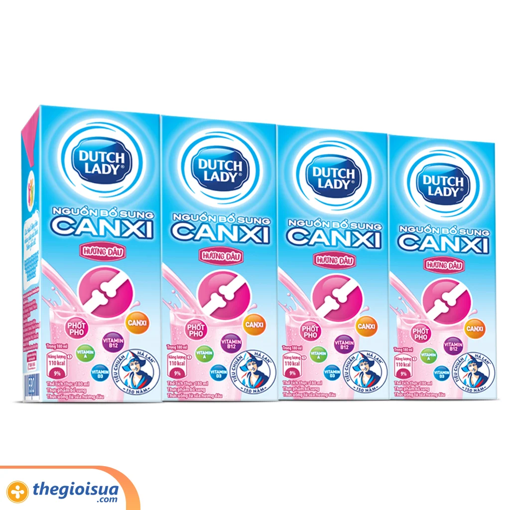 Sữa tươi Dutch Lady Canxi 180ml Dâu