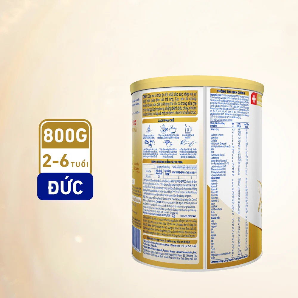 Sữa bột Nestle Nan Supreme Pro 3 800g sản xuất tại Đức 2-6 tuổi