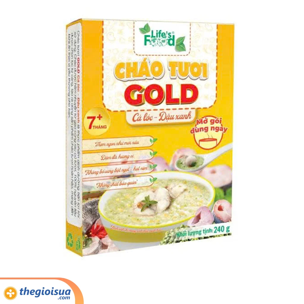 Cháo tươi GOLD - Cá lóc & đậu xanh 240g