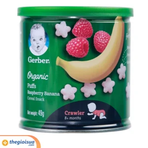 Bánh ăn dặm Gerber Organic vị Phúc Bồn Tử Chuối 12*49g