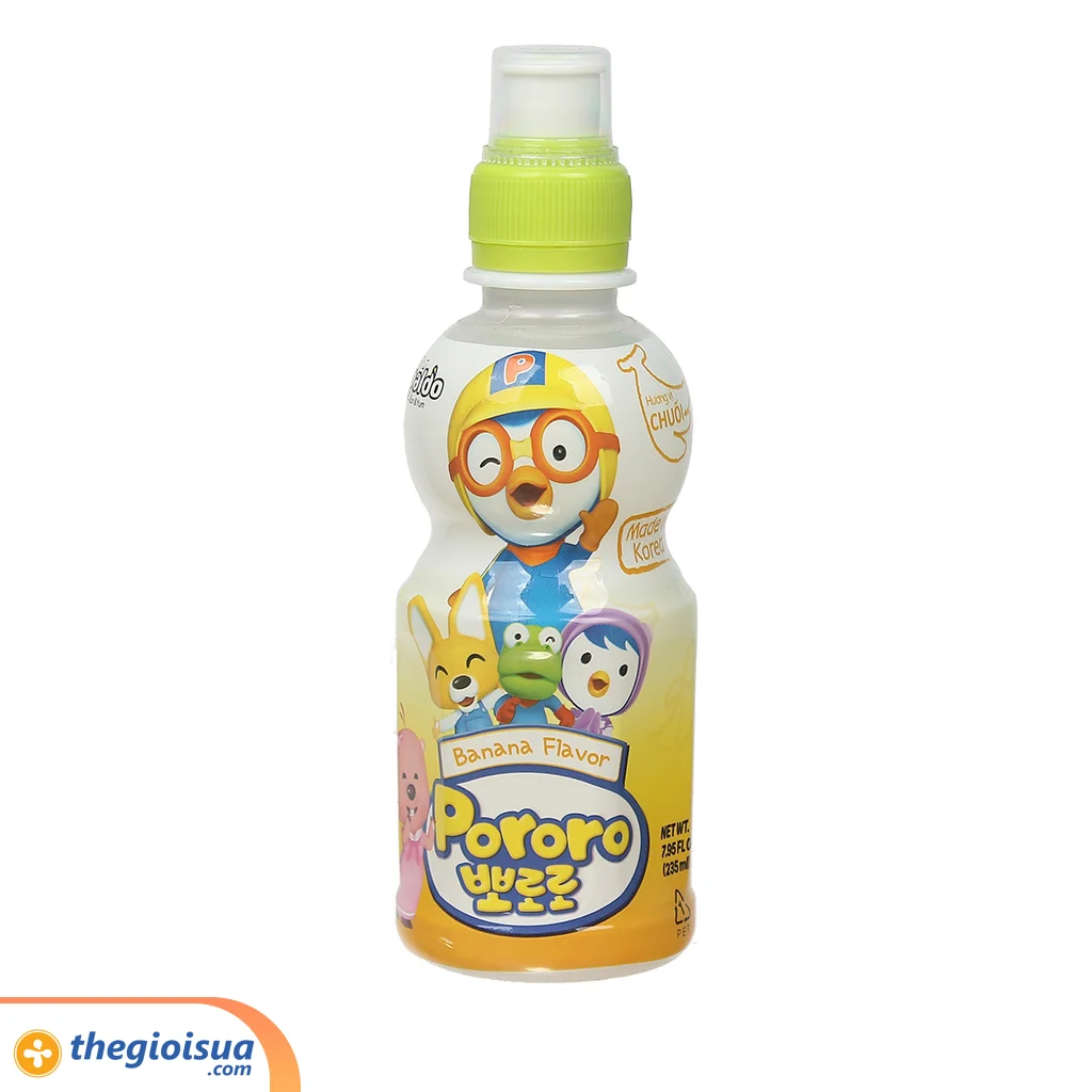Nước uống Pororo hương vị chuối 235ml thùng 24 chai - cho bé trên 3 tuổi