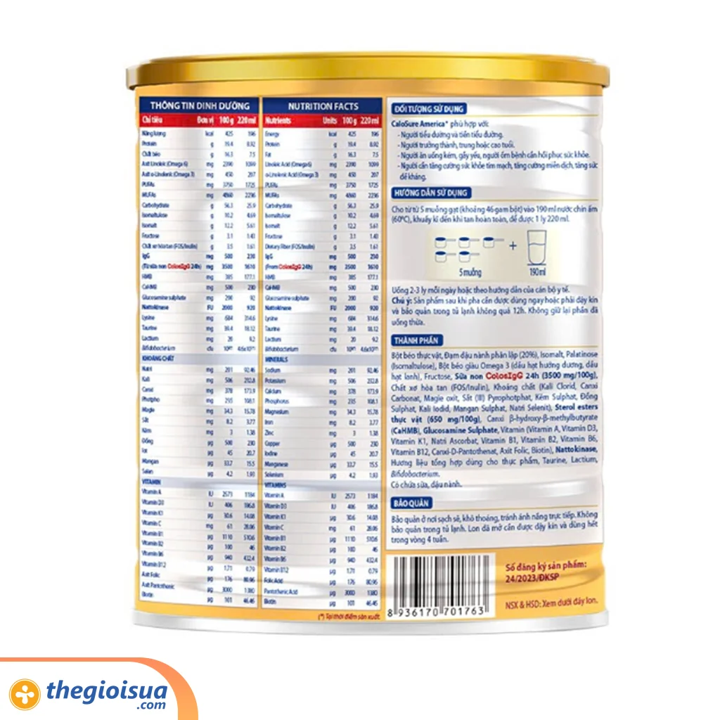 Sữa CaloSure America+ 800g thực phẩm dành cho chế độ ăn đặc biệt