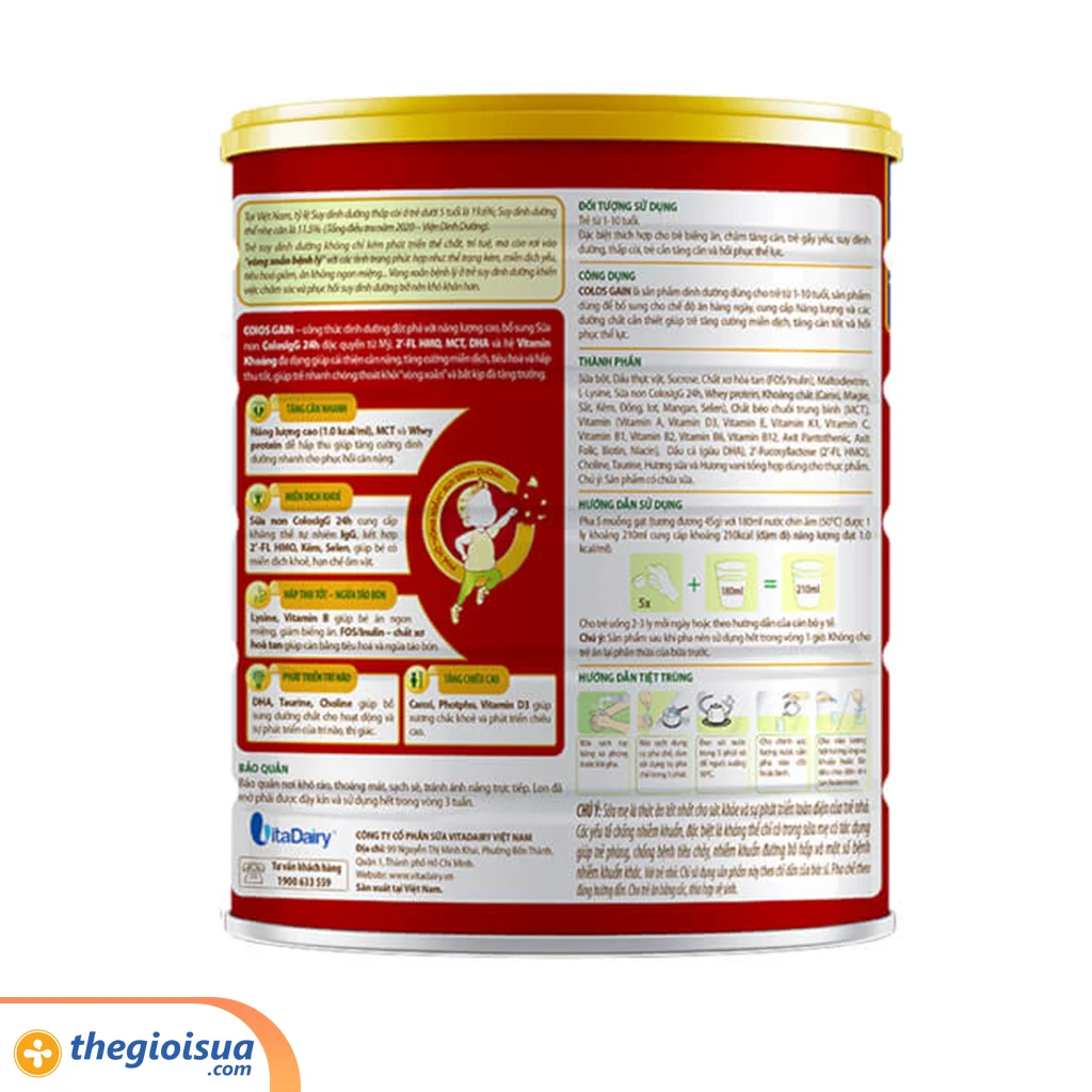 Sữa bột Colos Gain 1+ 800g (Từ 1-10 tuổi)