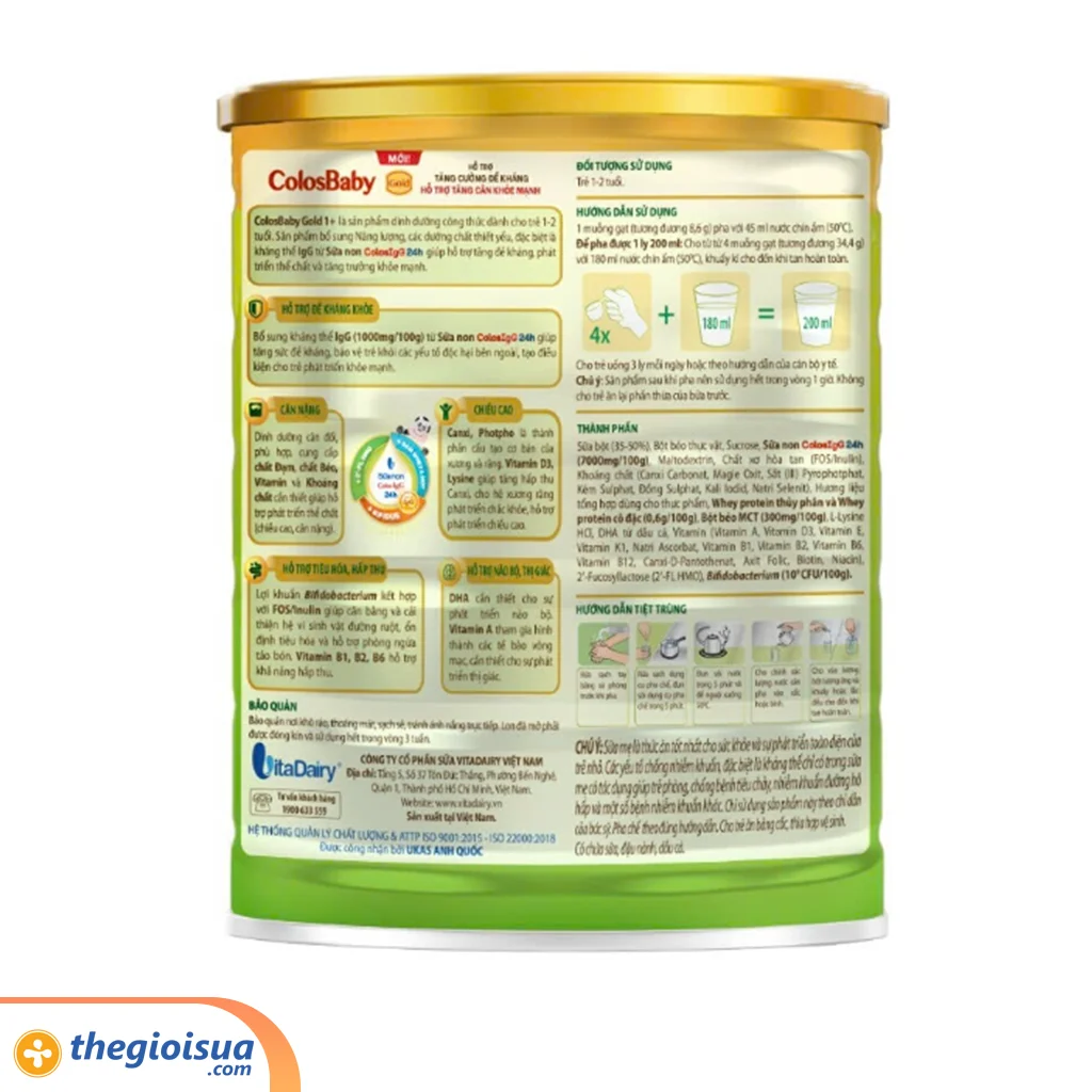 Sữa bột dinh dưỡng công thức ColosBaby Gold 1+ 800g