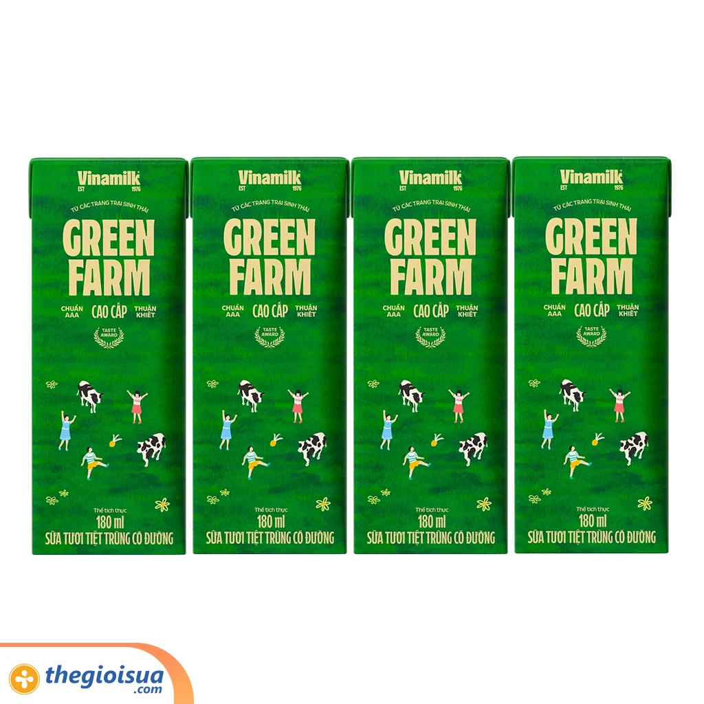 Sữa tươi tiệt trùng có đường Vinamilk Green Farm 180ml