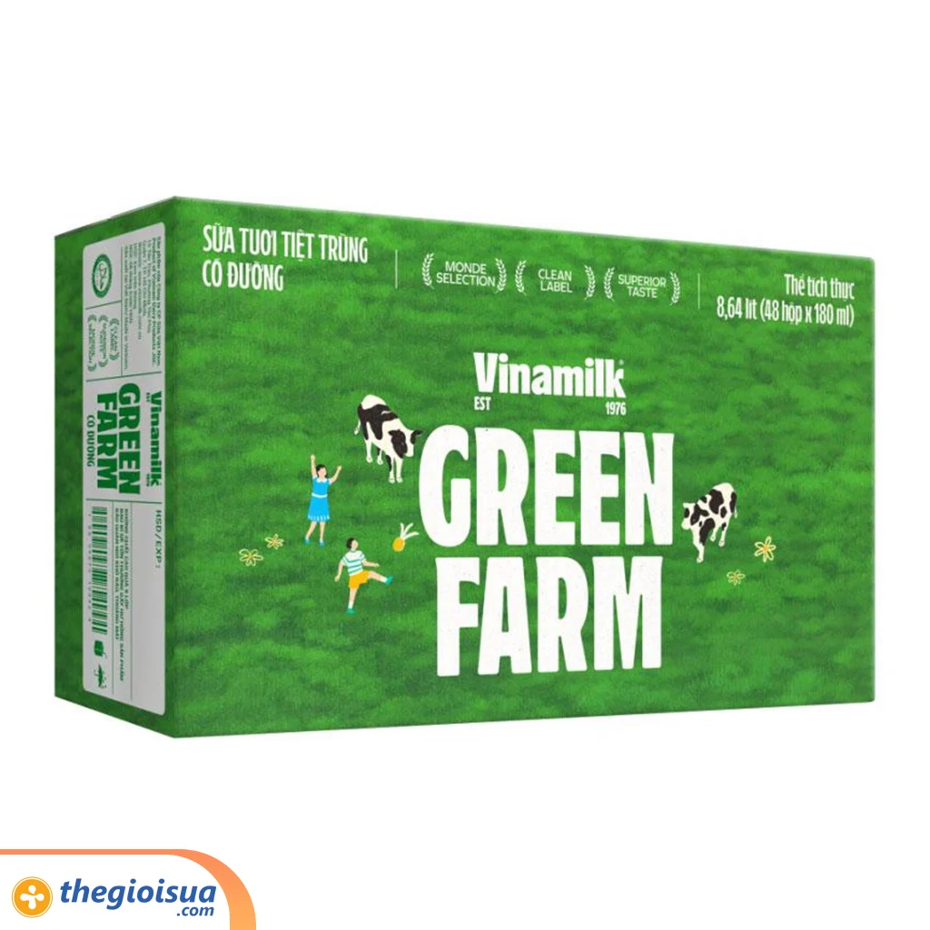 Sữa tươi tiệt trùng có đường Vinamilk Green Farm 180ml