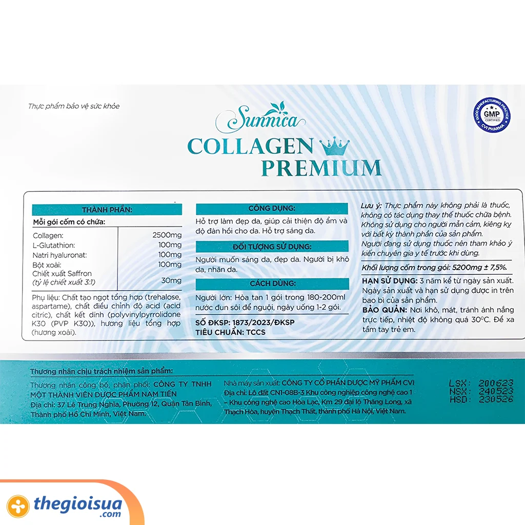 TPBVSK Sunnica Collagen Premium (Hộp 20 gói)