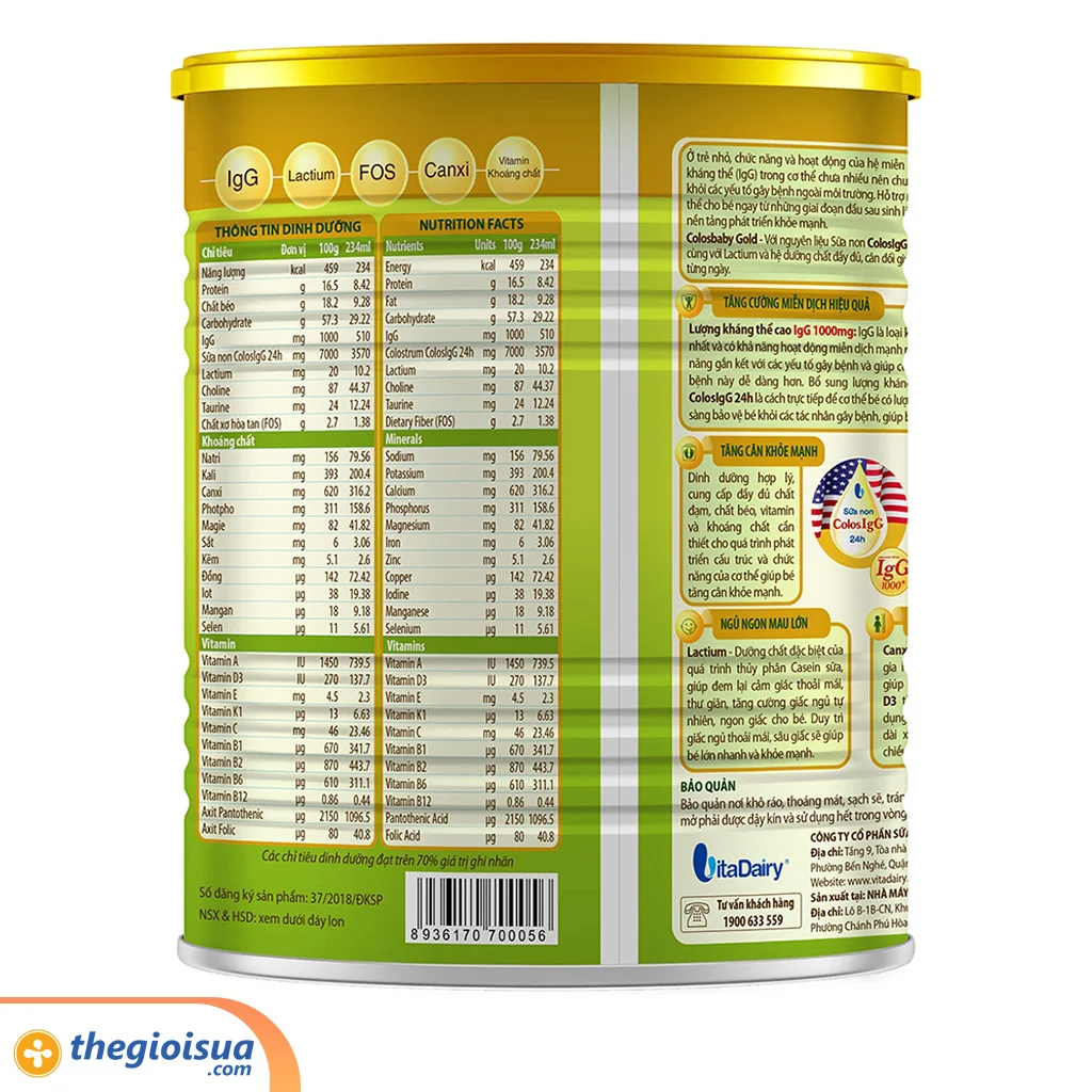 Sữa bột Colos Baby Gold 0+ 400g