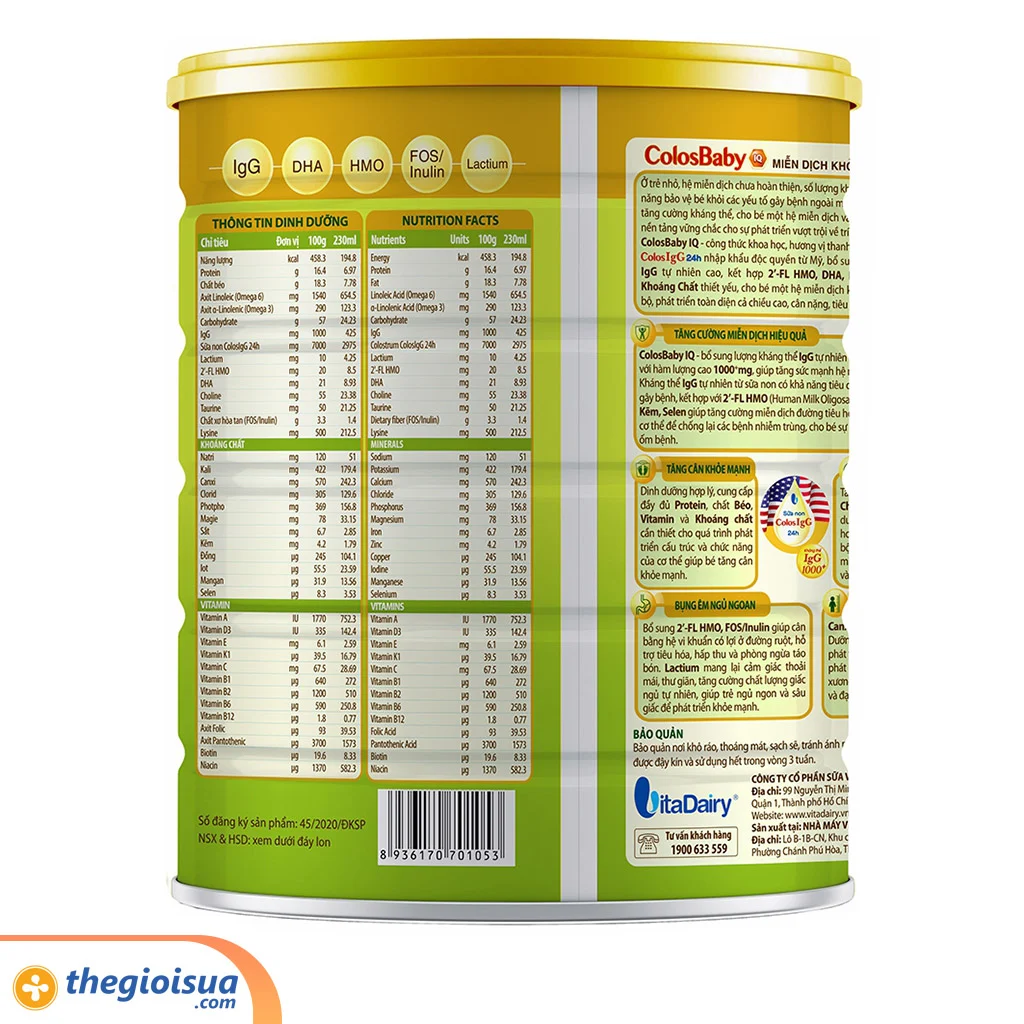 Sữa bột Colos Baby Gold 1+ 800g