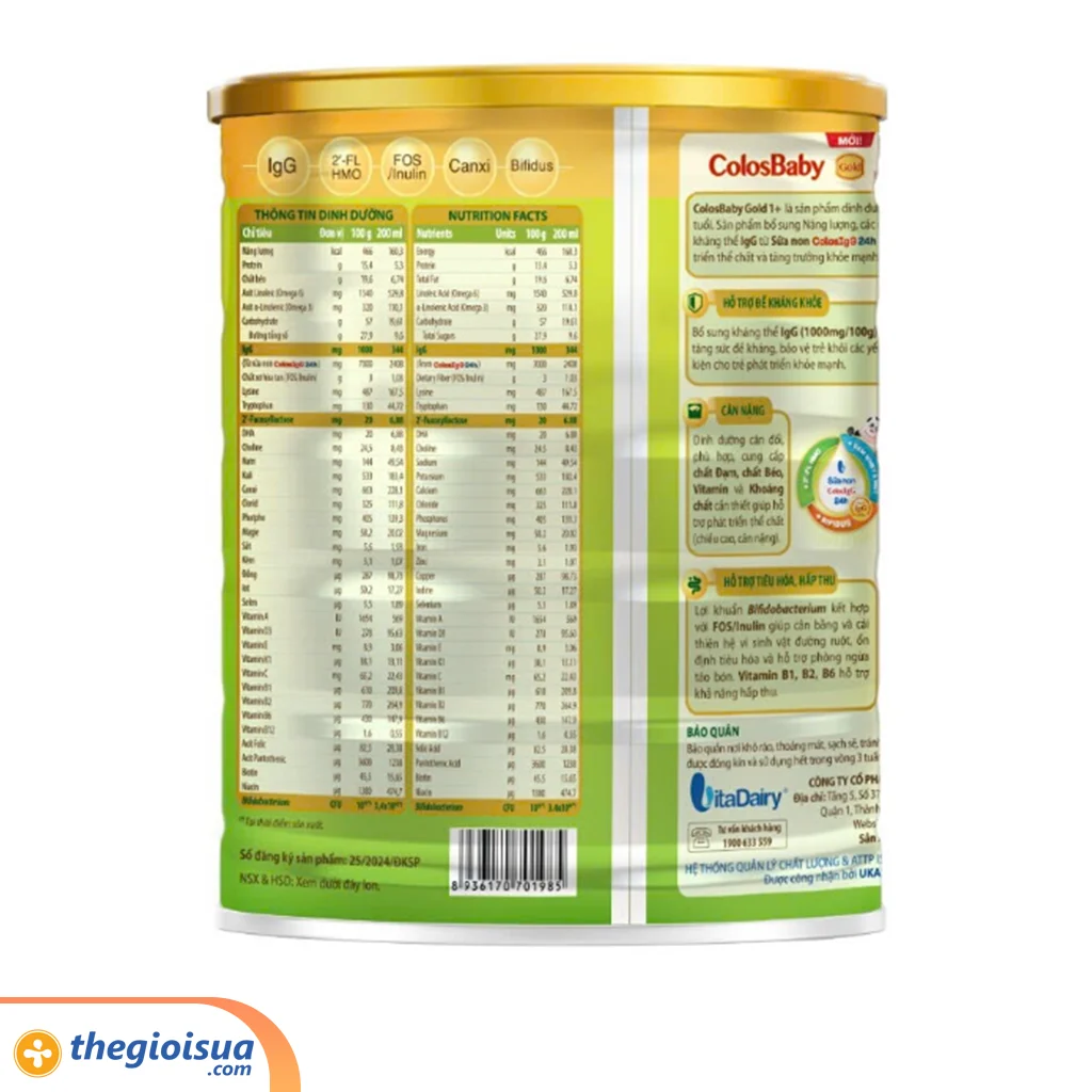 Sữa bột dinh dưỡng công thức ColosBaby Gold 1+ 800g