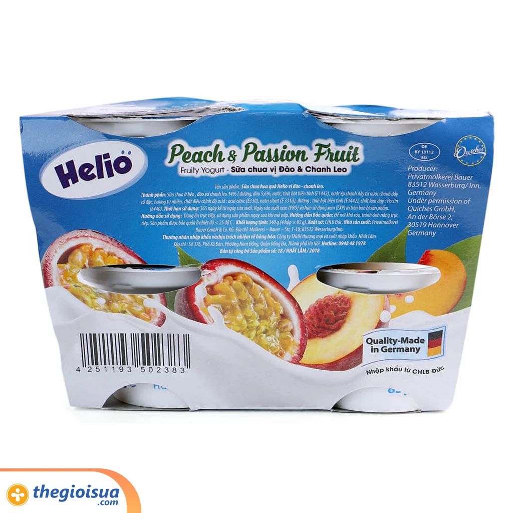 Sữa chua hoa quả Helio vị đào chanh leo 100g