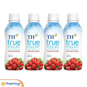 Sữa chua uống tiệt trùng TH Vị Dâu 180ml (Lốc 4 chai)