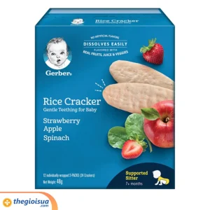 Bánh gạo Gerber dâu táo cải bó xôi 6x48g