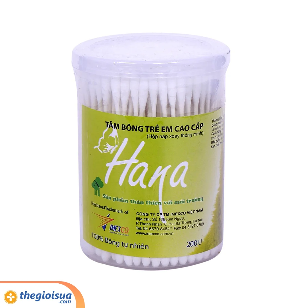 Bông tai Hana trẻ em lõi giấy đầu xoắn hộp tròn 200 cái