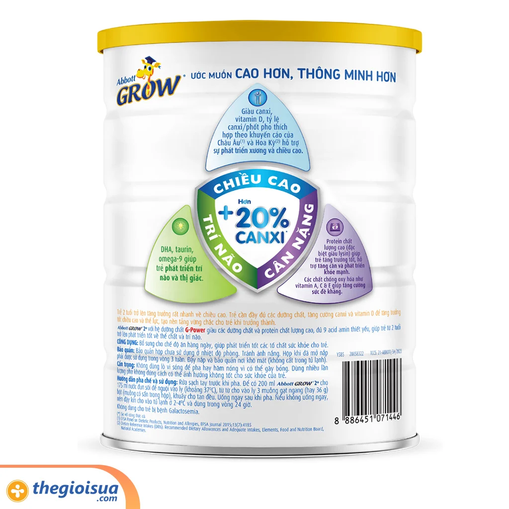Sữa bột Abbott Grow 2+ (trên 2 tuổi) 1,6kg