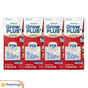 Sữa uống Nuti GrowPLUS+ đỏ Ít đường 180ml x 4