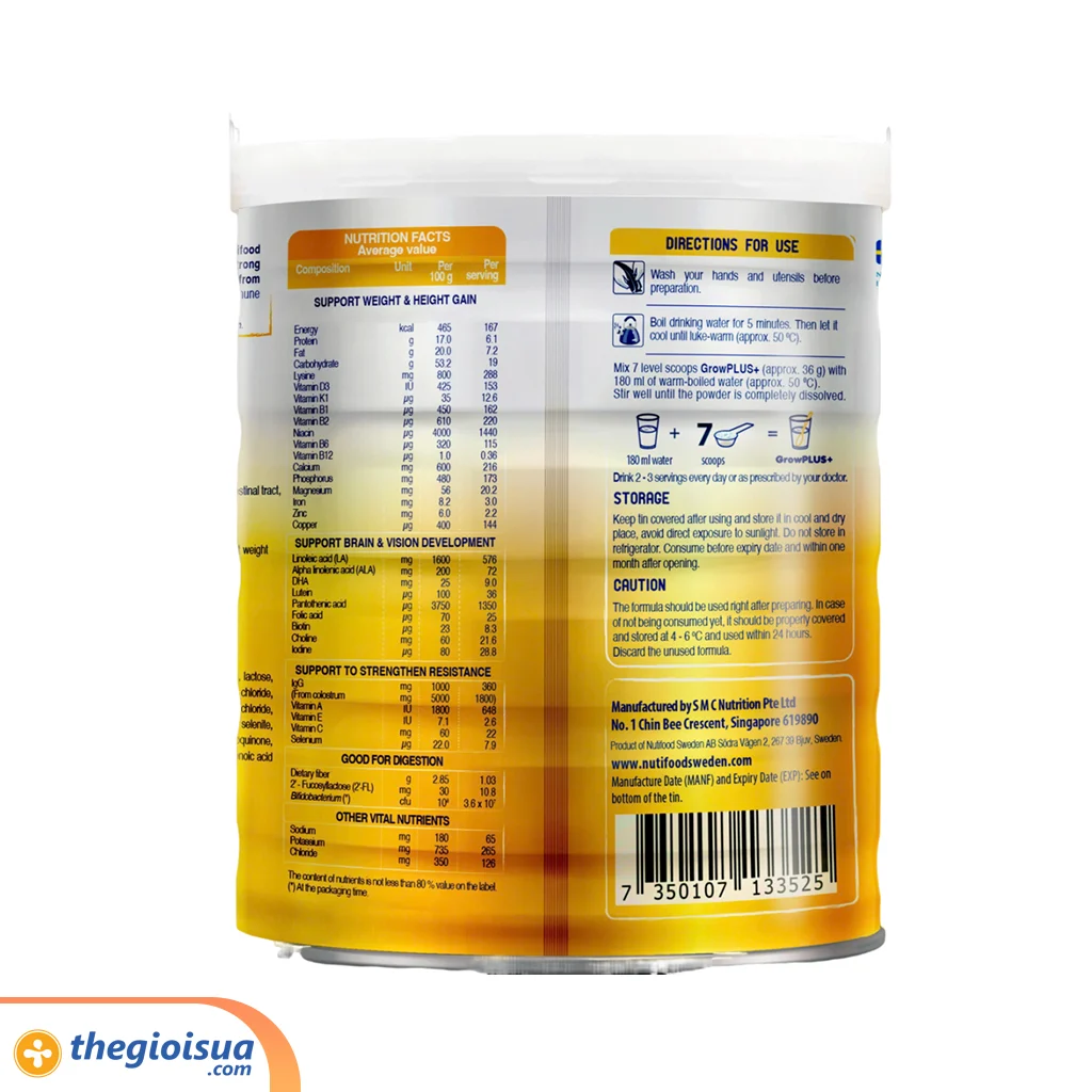 Sữa bột GrowPLUS+ Vàng 2+ từ 2 tuổi trở lên (800g)