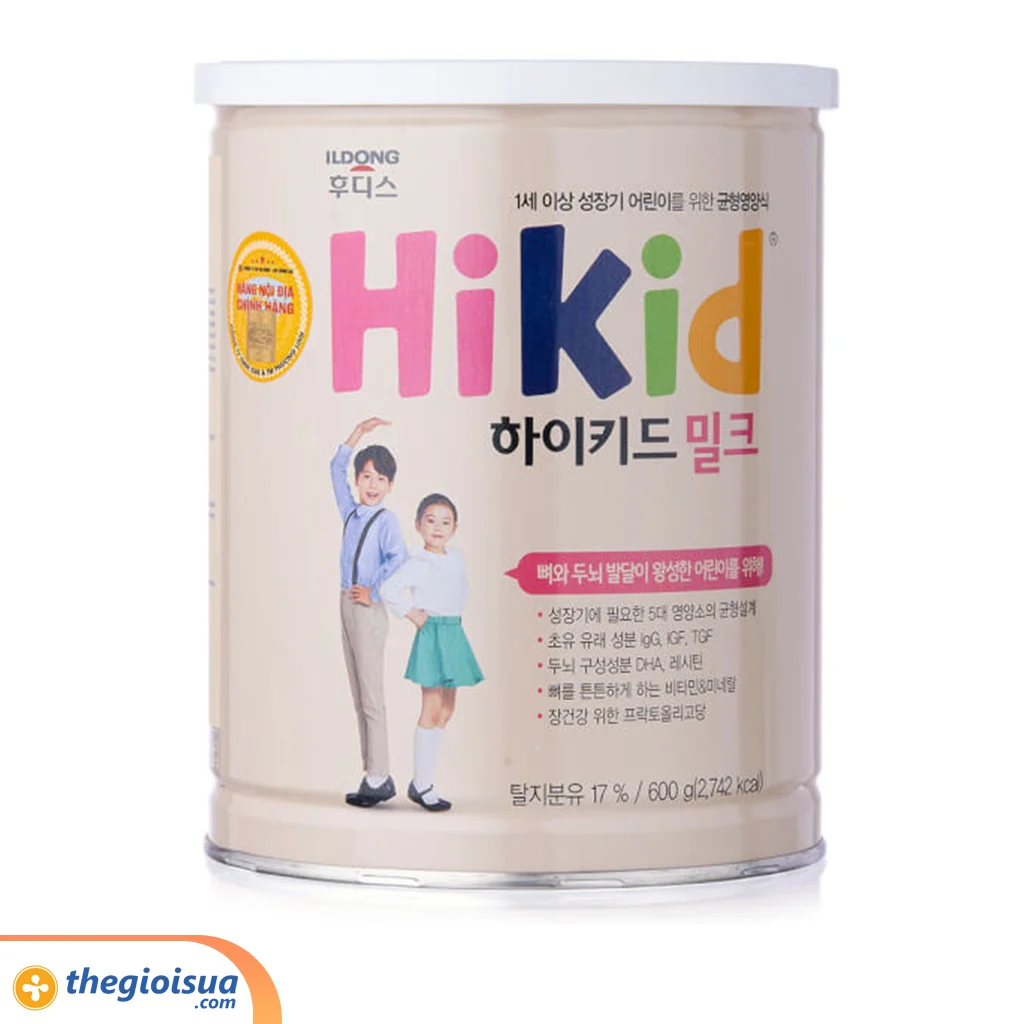 Sữa bột Hikid Milk vị vani 600g (từ 1-9 tuổi)
