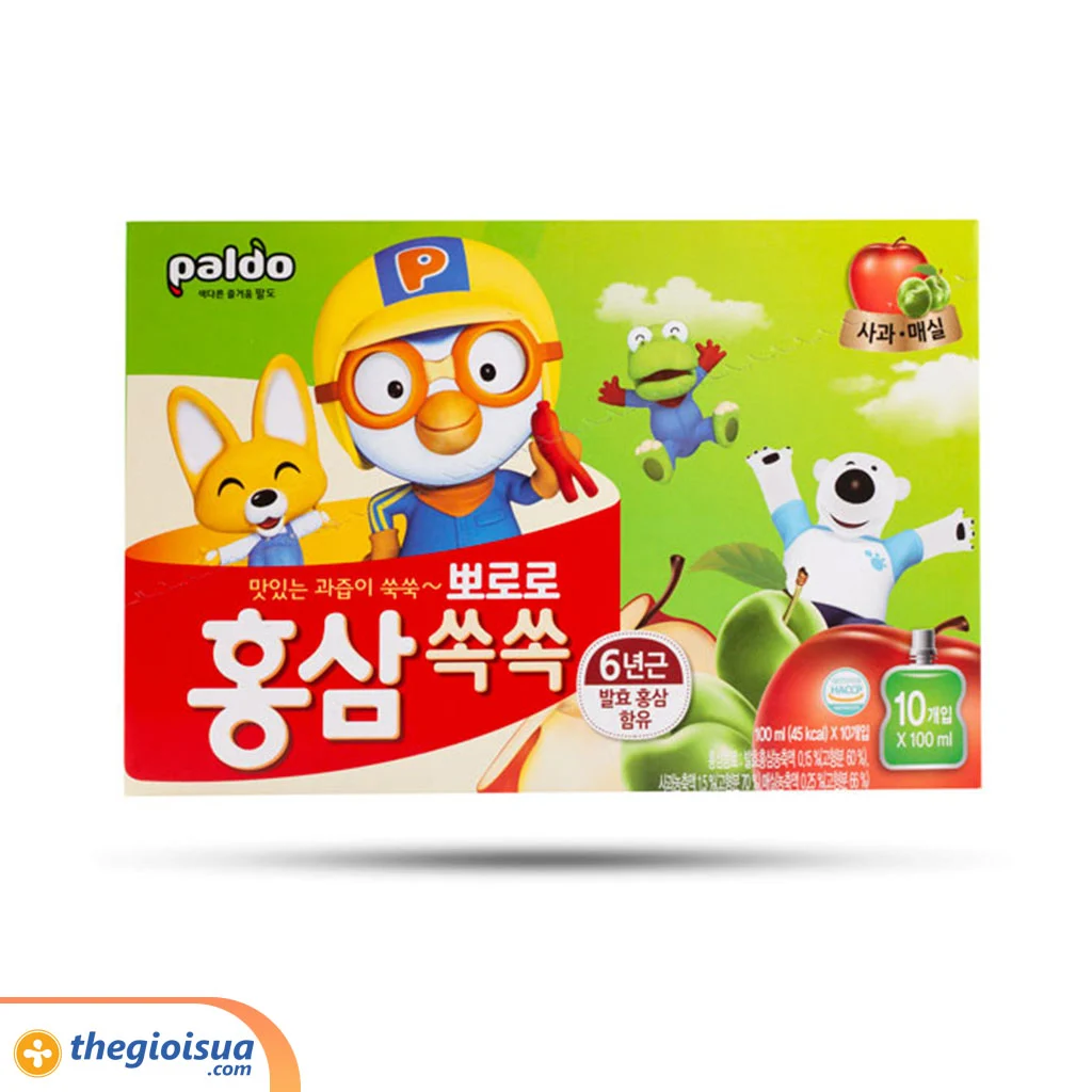 Nước uống pororo hồng sâm vị táo và mơ