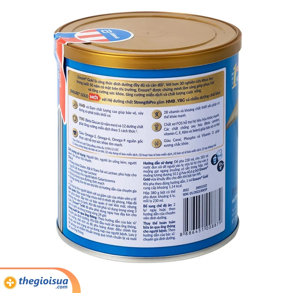 Abbott Ensure Gold ít ngọt Vanilla 380g ( Beta Glucan) mẫu mới