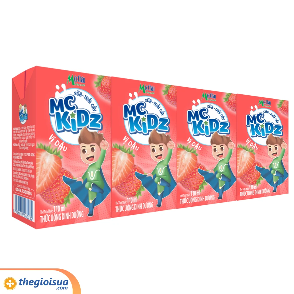 Sữa trái cây Mộc Châu Kidz vị dâu 110ml