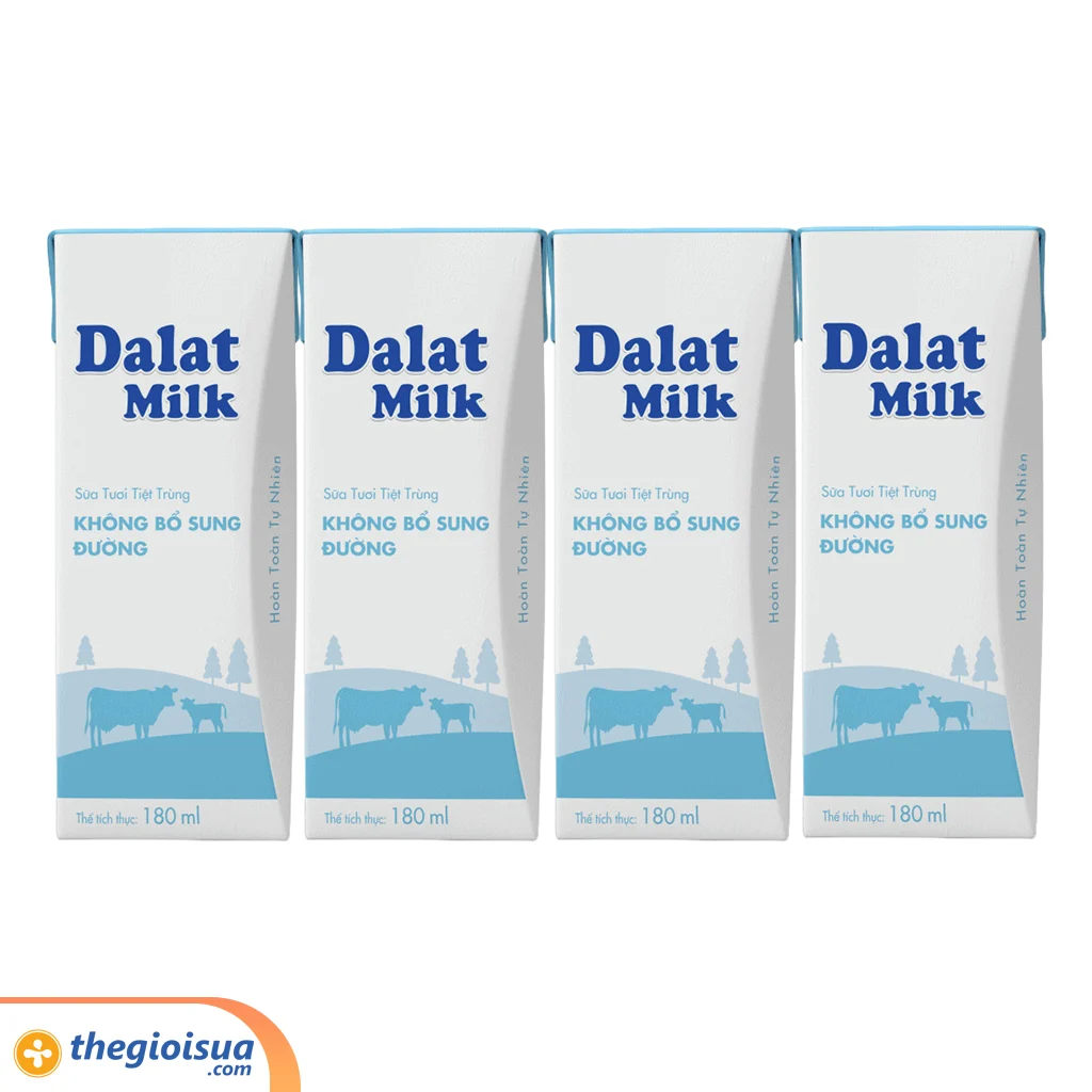 Sữa tươi tiệt trùng không đường Dalatmilk 180ml