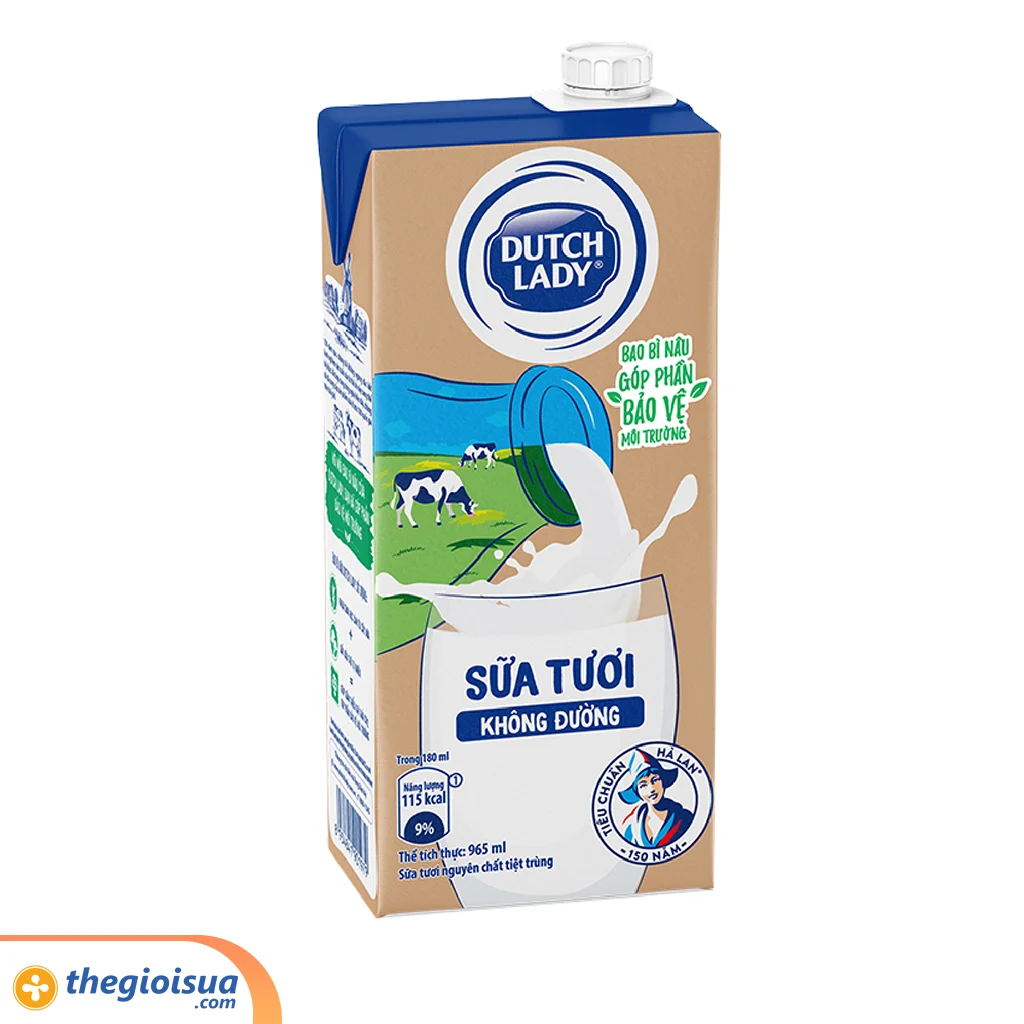 Sữa tươi tiệt trùng Dutch Lady không đường 965ml