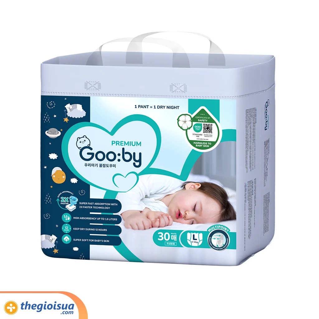 Bỉm quần Goo:by Premium size L 30 miếng (cho bé 9 – 14kg)
