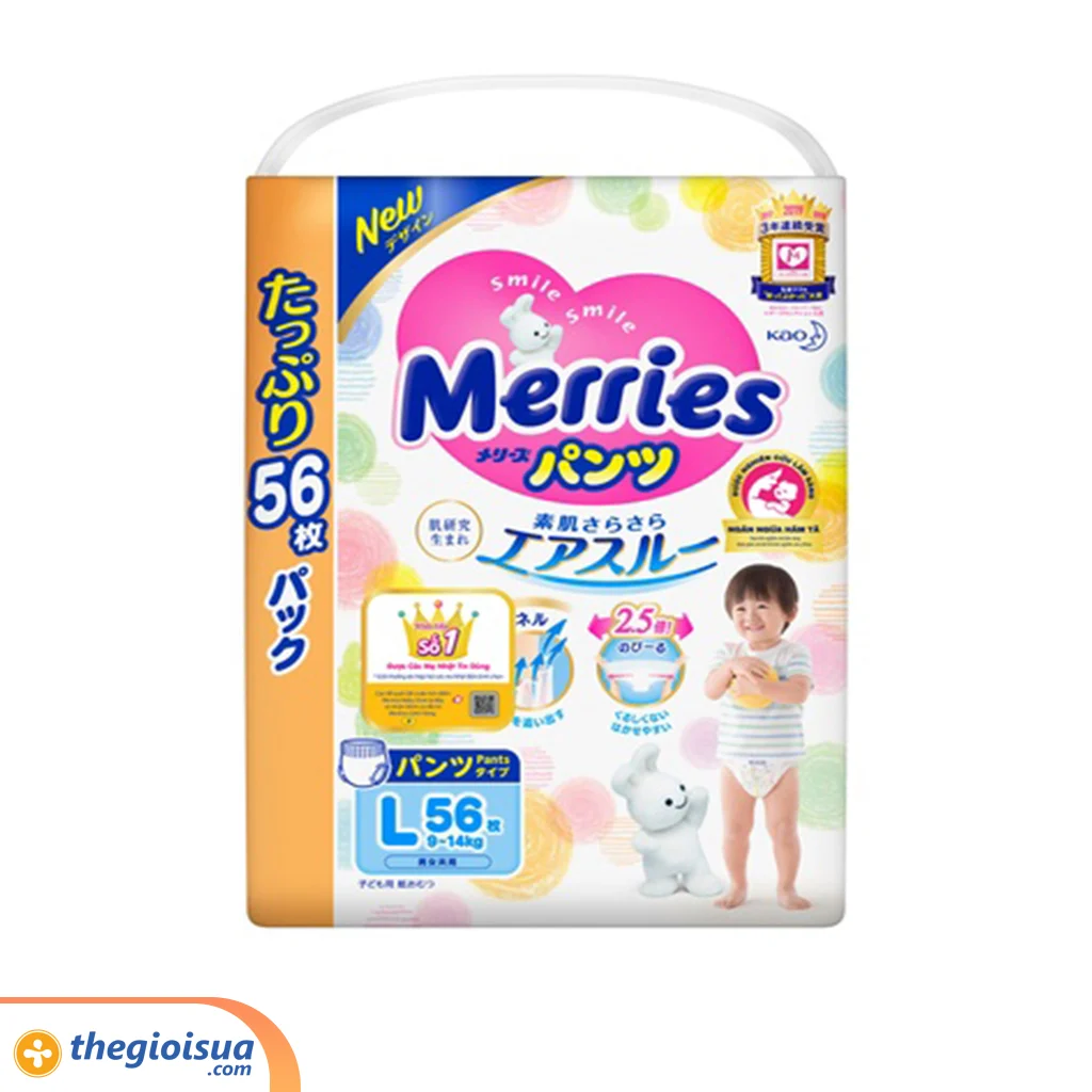 Tã quần Merries size L 56 miếng