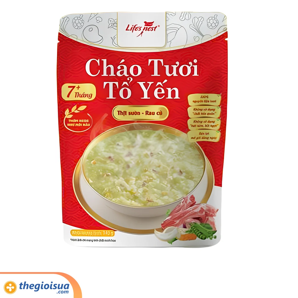 LifesNest - Cháo tươi tổ yến thịt sườn rau củ gói 240g