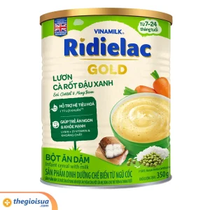 Bột ăn dặm Ridielac Gold Lươn cà rốt đậu xanh hộp thiếc 350g