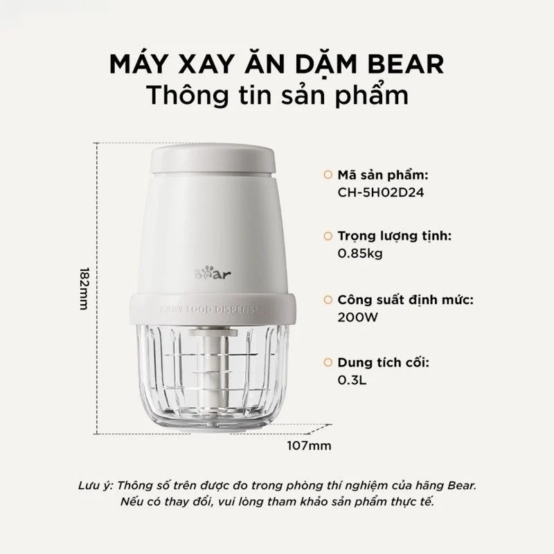 Máy xay ăn dặm 0.3L Bear CH-5H02D24