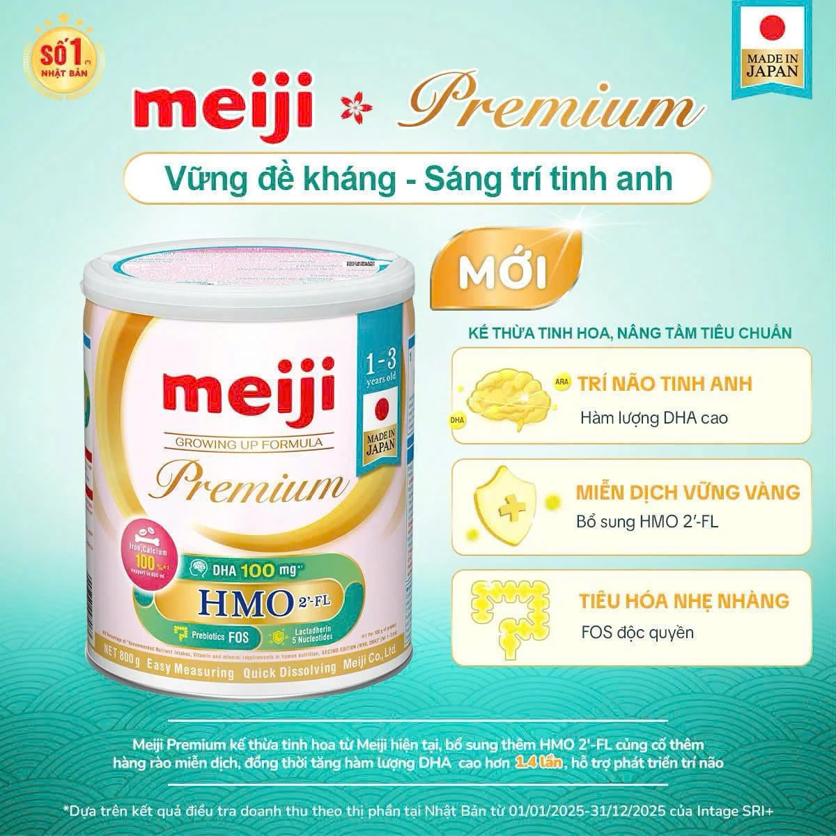 Meiji 1-3 year old Growingup Formula Premium 800g (Nhập khẩu)