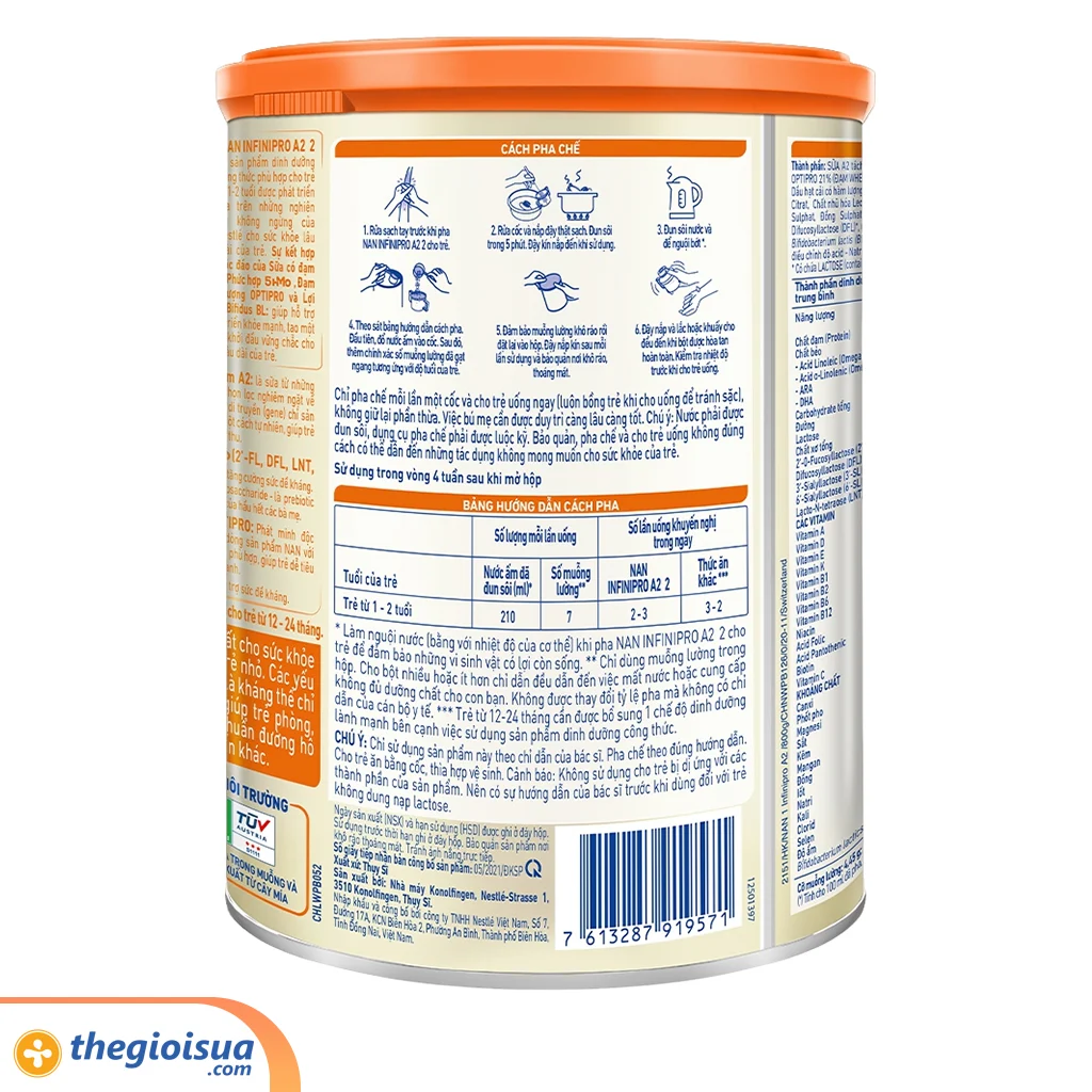 Sữa Công Thức Nestle Nan Infinipro A2 2 800g xuất xứ Thuỵ Sĩ