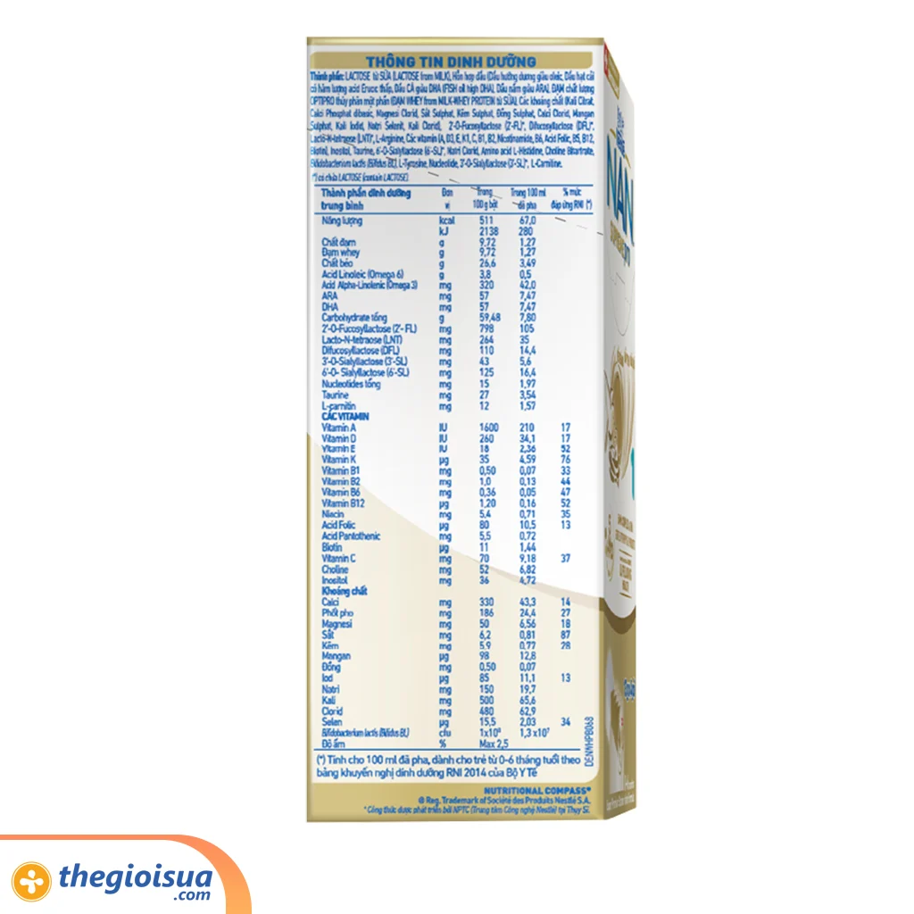 Sữa bột dinh dưỡng công thức Nestle Nan SupremePro 1 cho bé từ 0 – 6 tháng (4 x 13g)