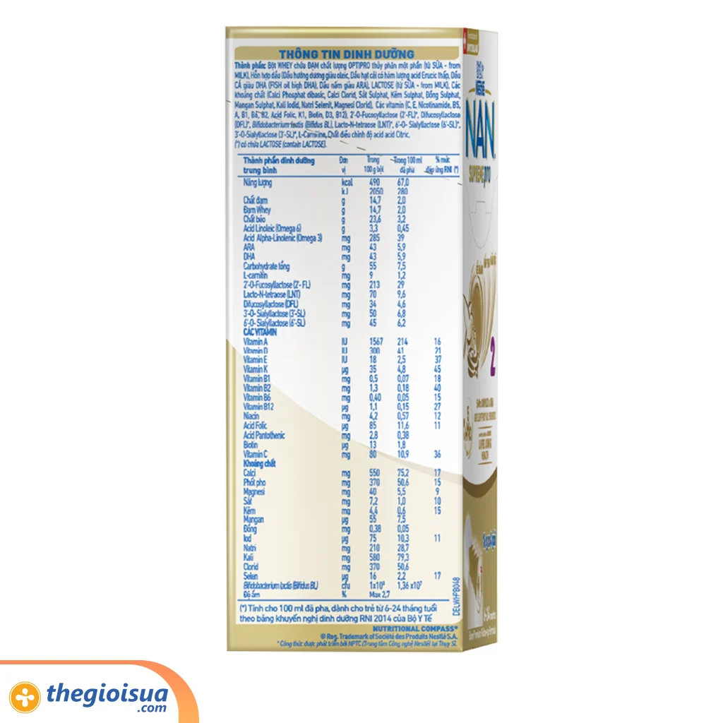 Sữa bột dinh dưỡng công thức Nestle Nan SupremePro 2 cho bé từ 6 – 24 tháng (4gói x 16g)