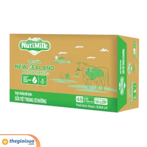 Sữa tiệt trùng có đường NutiMilk 100% sữa New Zealand 180ml