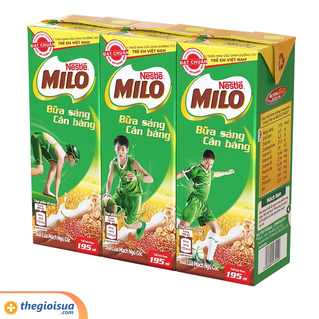 Ngũ cốc uống liền Nestle Milo lốc 3x180ml
